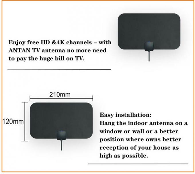 VHF平らなHD TV自由なケーブルのインドの価格の窓のデジタル屋内TVのアンテナ アンプ