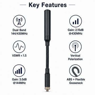 タクティカルブーメラングアンテナ,ダブルバンド 144/430MHz 携帯ハムラジオアンテナ