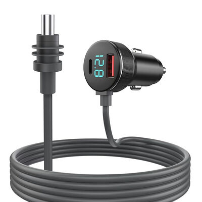 スターリンクミニカーチャージャー,デジタルディスプレイ付き12V-24V軽い電源コード,USB-C PD&USB a QC 3.0ポート