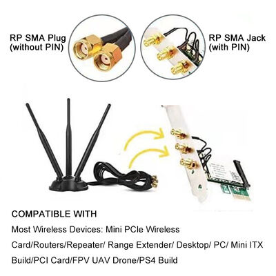 2.4G 5.8G デュアルバンドオムニハイゲインWiFiアンテナ,WiFiルーターとワイヤレスネットワークカードのための8dBiオムニアンテナ